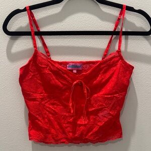 Red Lace Camisole Crop Top Edikted